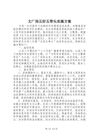文广局五好五带头实施方案
