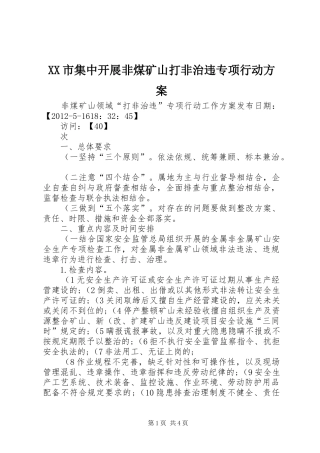 XX市集中开展非煤矿山打非治违专项行动实施方案 