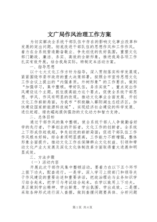 文广局作风治理工作方案