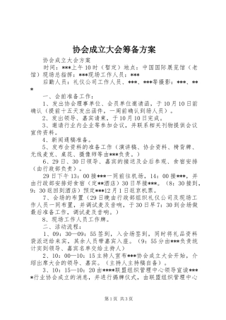 协会成立大会筹备实施方案 