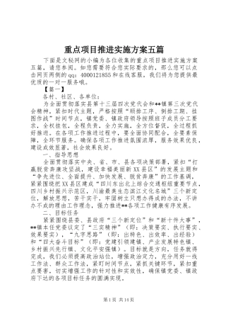 重点项目推进实施方案五篇