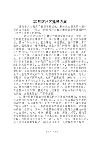 XX县区社区建设实施方案 