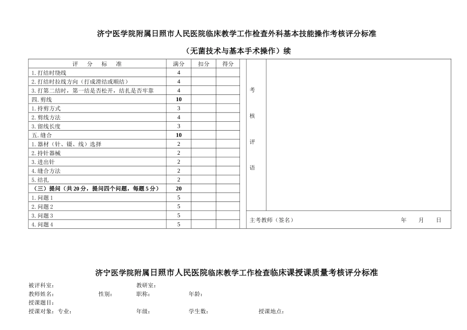 临床教学外科基本技能操作考核评分标准_第3页