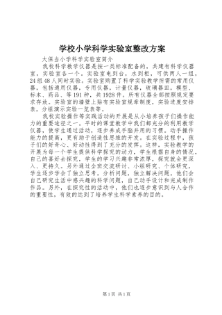 学校小学科学实验室整改实施方案 
