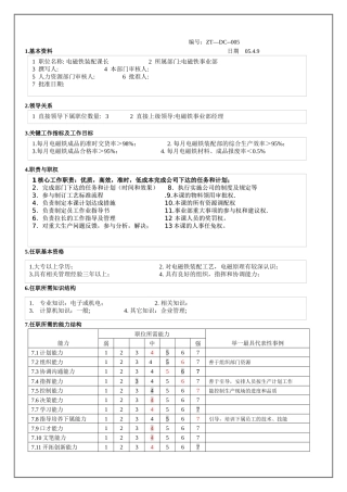 电磁铁事业部电磁铁装配课长职务说明书