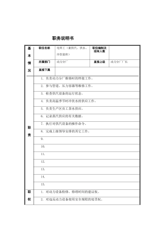 电焊工岗位说明书