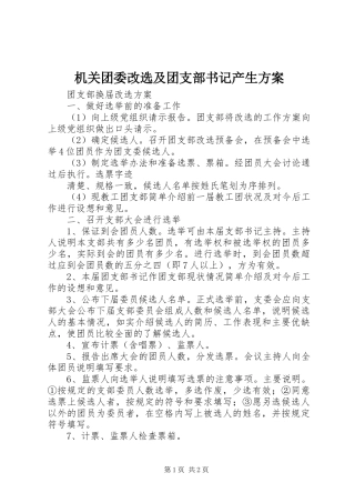机关团委改选及团支部书记产生实施方案 