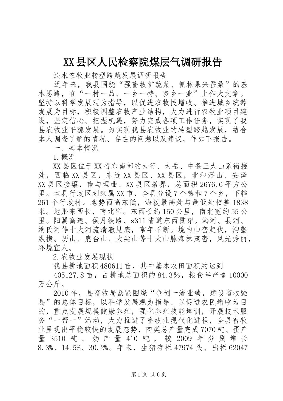 XX县区人民检察院煤层气调研报告 _第1页