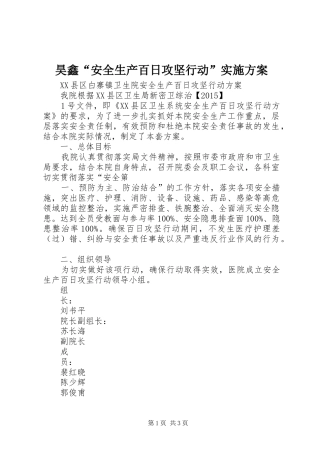 昊鑫“安全生产百日攻坚行动”方案 