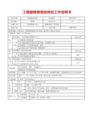 工程部维修领班职责15
