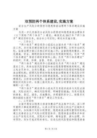 双预防两个体系建设,方案 