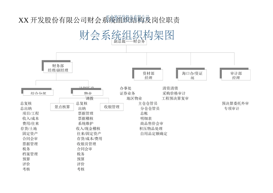 XX开发股份有限公司财会系统组织结构及岗位职责_第1页