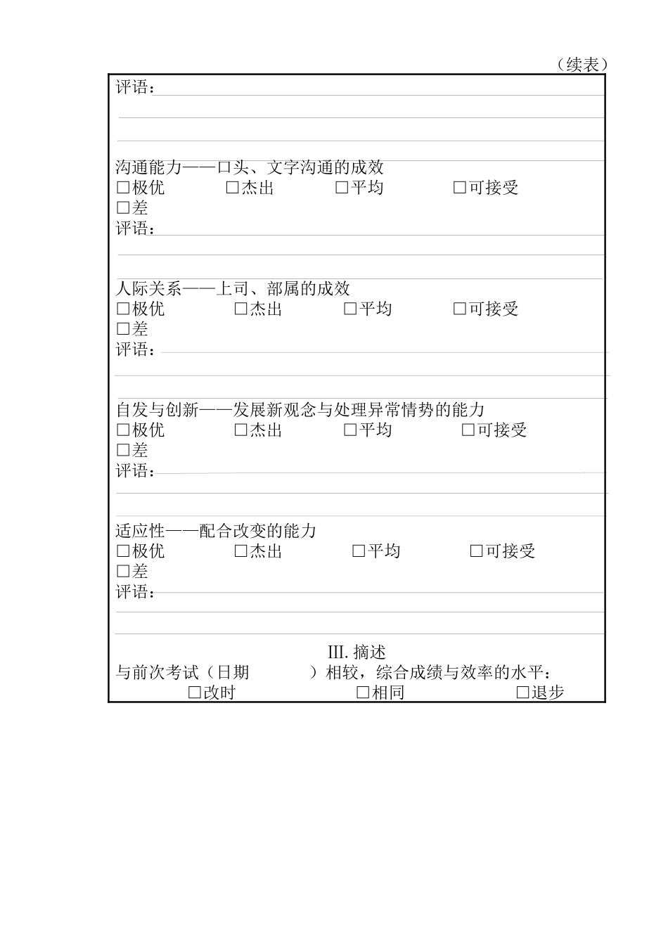 xx汽车总站员工年度考核表15)(1)_第3页