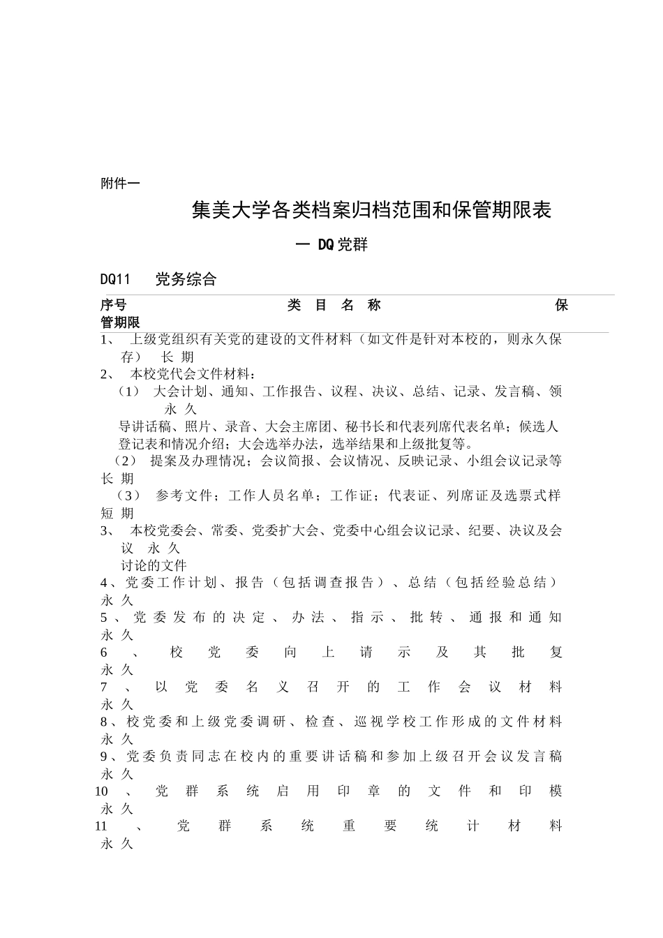 集美大学各类档案归档范围及保管期限规定（修订）_第2页