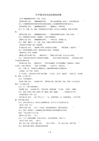 中学语文课本中常见成语典故