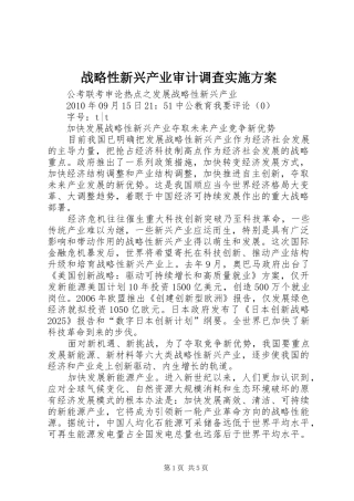 战略性新兴产业审计调查方案 