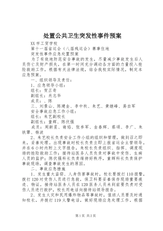 处置公共卫生突发性事件应急预案 