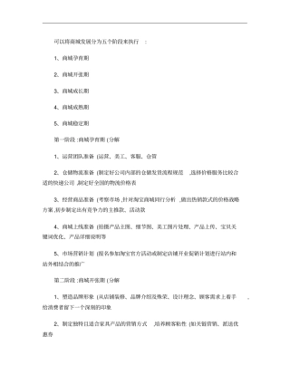 天猫商城新店运营策略淘宝店铺运营计划方案.