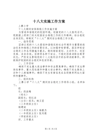 十八大实施工作方案