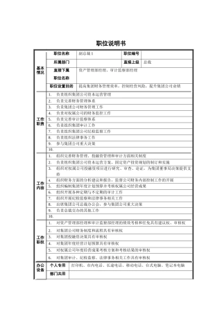 财务副总裁职位说明书
