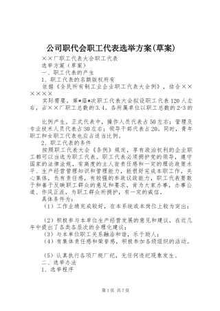 公司职代会职工代表选举实施方案(草案) 