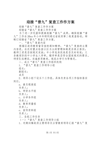 迎接“普九”复查工作作实施方案 