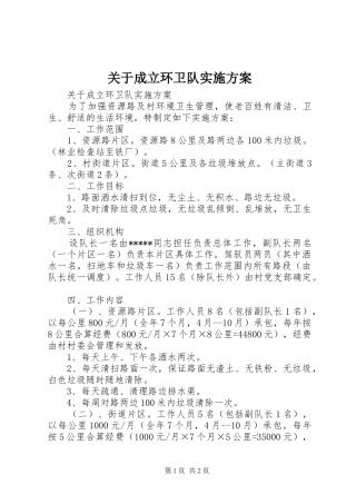 关于成立环卫队方案 