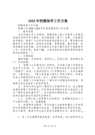 XX年控辍保学工作实施方案 