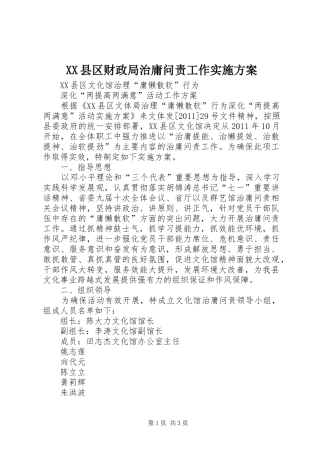 XX县区财政局治庸问责工作方案 