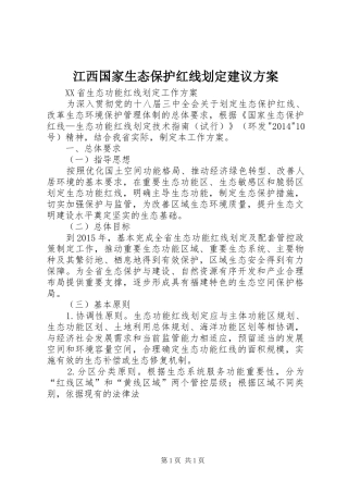 江西国家生态保护红线划定建议实施方案 
