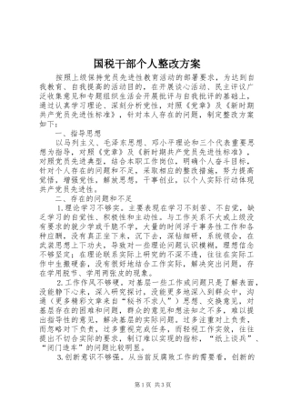 国税干部个人整改实施方案 