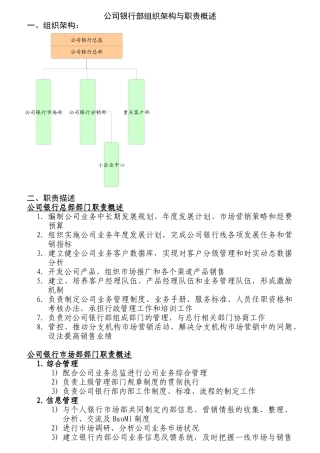 某公司银行部组织架构与职责概述