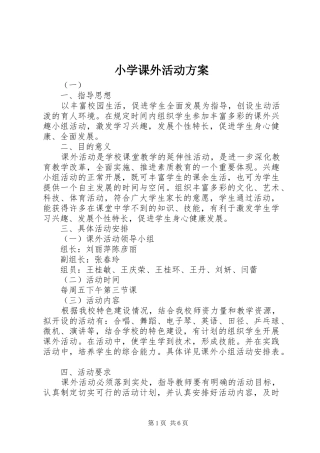 小学课外活动实施方案 