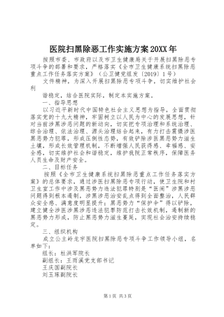 医院扫黑除恶工作实施方案20XX年