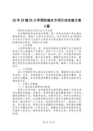 XX年XX镇XX小学预防溺水专项行动方案5篇 