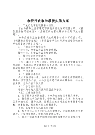 市级行政审批承接实施方案
