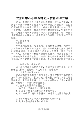 大张庄中心小学森林防火教育活动实施方案 