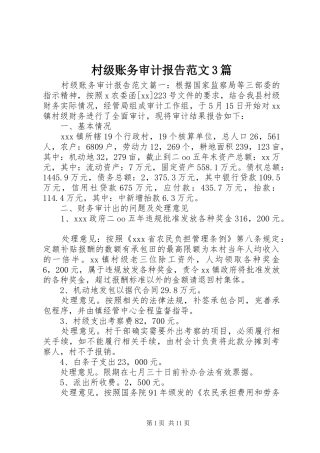 村级账务审计报告范文3篇 