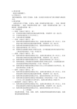 高低压电器装配工-湖南省人力资源和社会保障厅