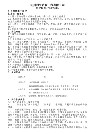 某防腐工程有限公司岗位职责作业指南