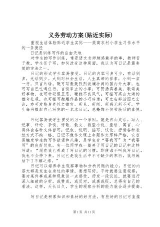 义务劳动实施方案(贴近实际) 