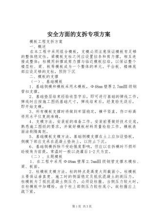 安全方面的支拆专项实施方案 
