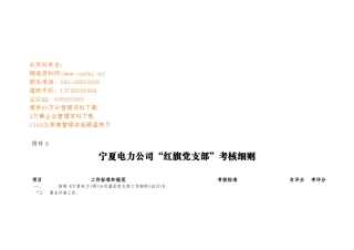 某电力公司“红旗党支部”考核细则表