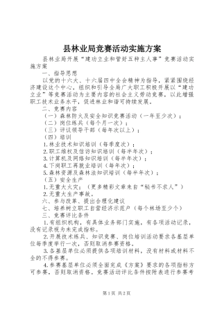 县林业局竞赛活动方案 