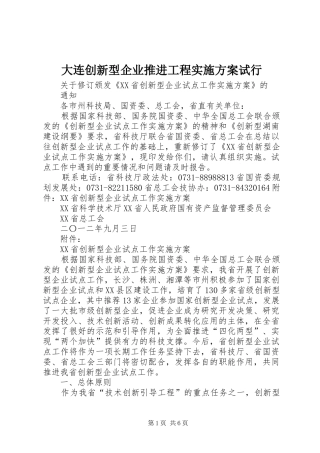 大连创新型企业推进工程方案试行 