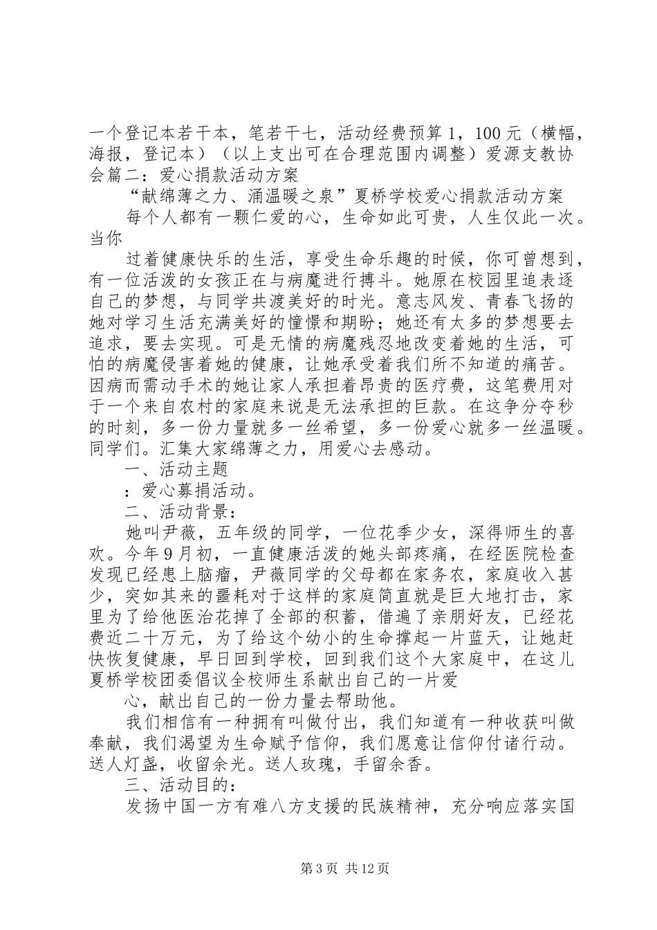 爱心捐助活动实施方案 _第3页