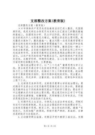 支部整改实施方案(教育版) 