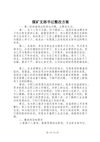 煤矿支部书记整改实施方案 