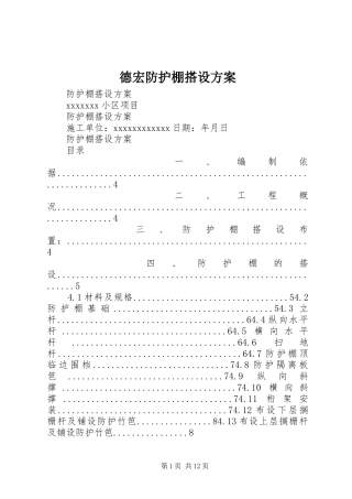 德宏防护棚搭设实施方案 