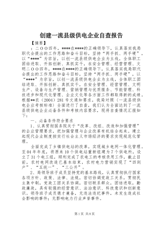 创建一流县级供电企业自查报告 